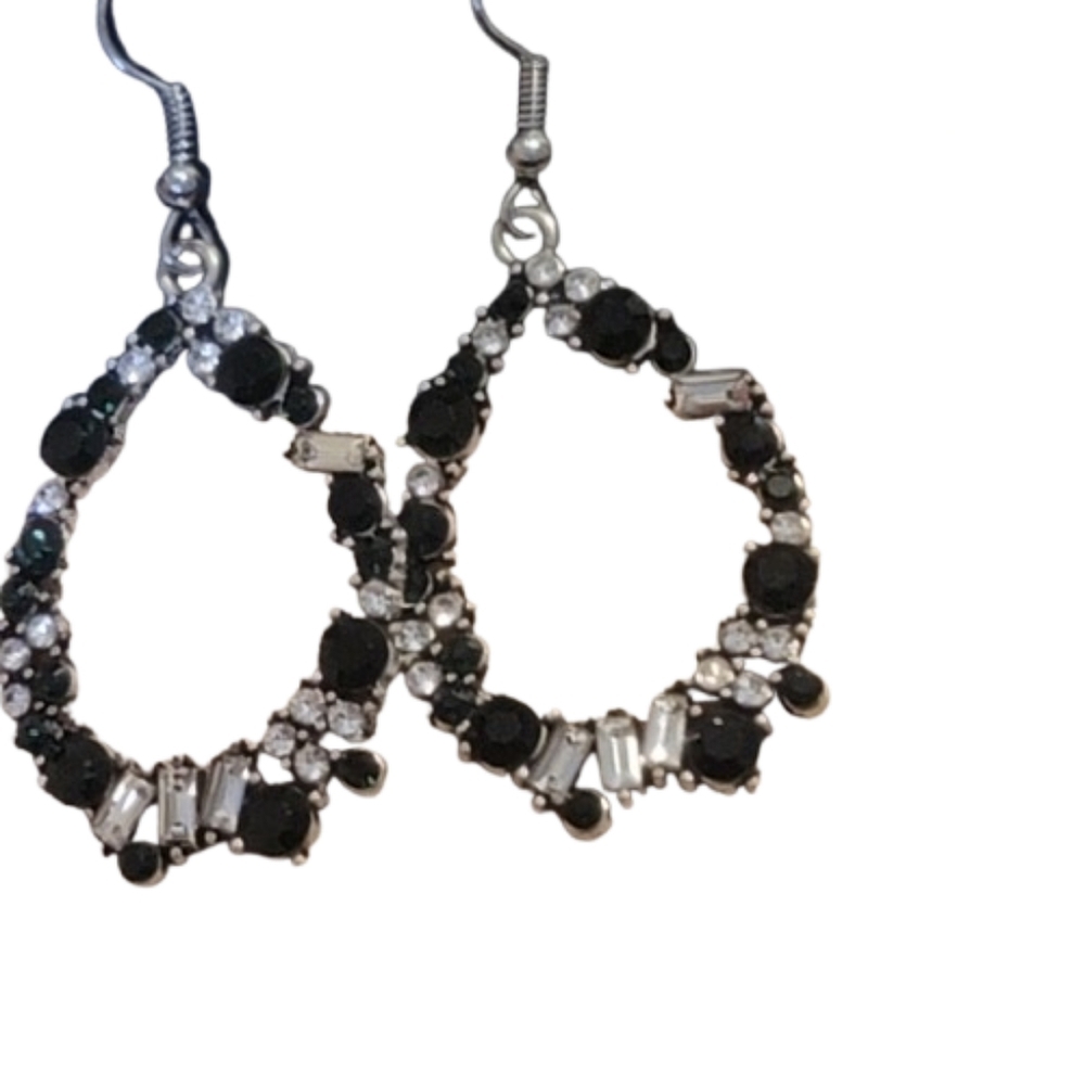 Earrings Crushing Couture Dark Green Rhinestone Dangle Fish Hook Earrings